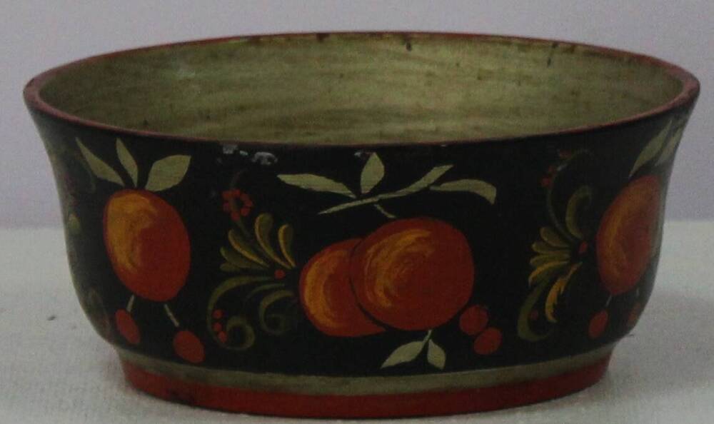 Чашка деревянная, роспись  в стиле хохломы, 1974 г.