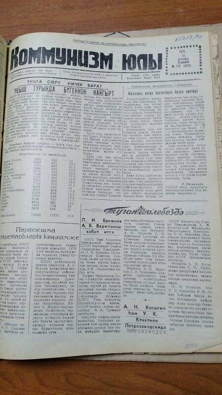Газета. «Коммунизм юлы», № 113 (4463), 19 сентябрь 1978 г.