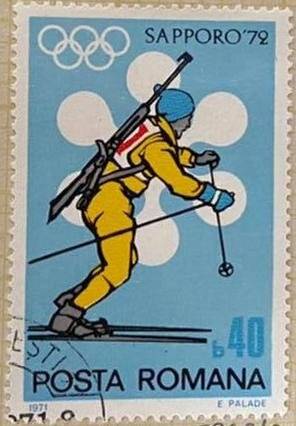 Марка «Зимние Олимпийские игры,Саппоро; биатлон». Погашена