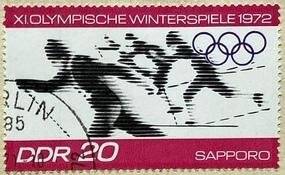 Марка «Зимние Олимпийские игры; беговые лыжи». Погашена