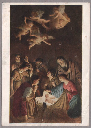 Карточка почтовая. Gerard von Honthorst (1590-1656). Anbetung der Hirten. Florenz, Uffizien. Из собрания открыток, принадлежавшего Е.Я. Эфрон.