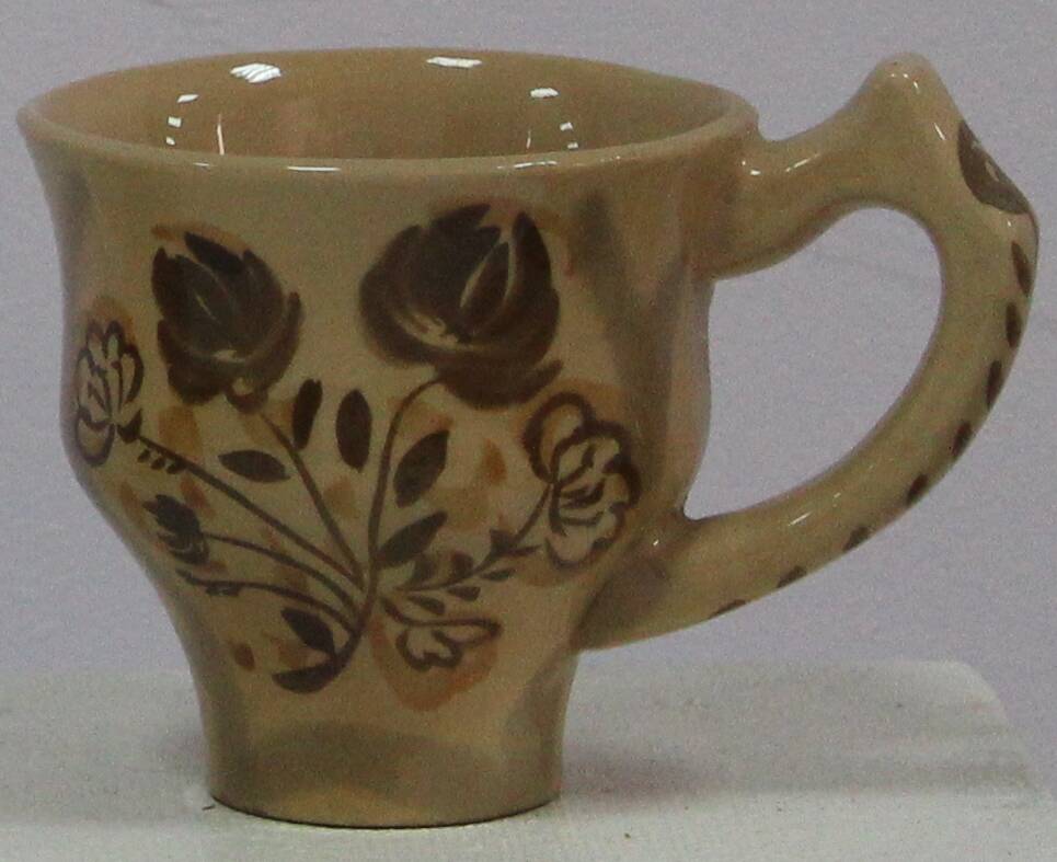 Сливочник  из чайного сервиза на 6 персон, коричневого цвета, растительный рисунок,  Гжельский керамический завод, 1980 г.