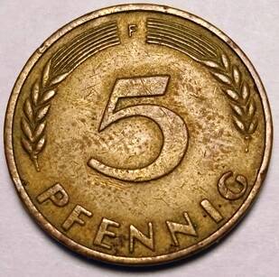Монета  5  пфеннигов  1970 года    ФРГ