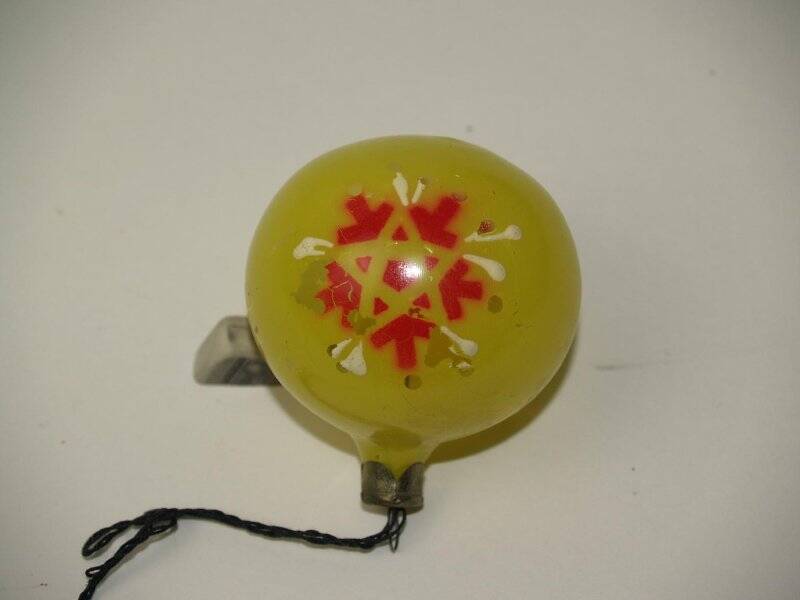Ёлочная игрушка «Желтый шарик со звездой»