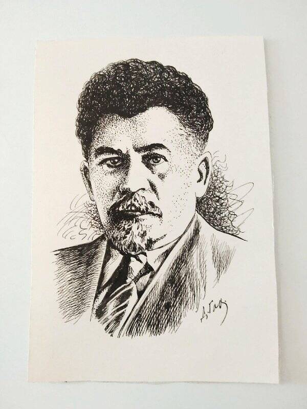 Портрет Буйко А.М. (1885-1941). Участник 3х революций и борьбы за власть Советов в Бурятии. Рисунок (тушь)