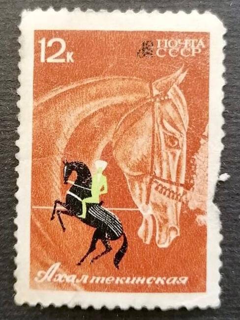 Марка почтовая «Выступление ахалтекинской лошади». Серия: Советское коневодство