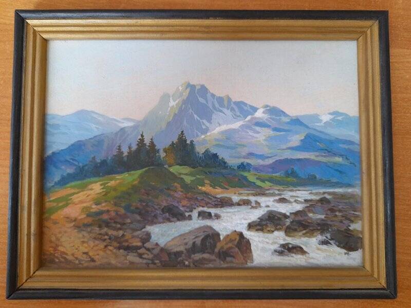 Картина «Горная река» «В горах» подарок Ф.С.Зиятдинову.