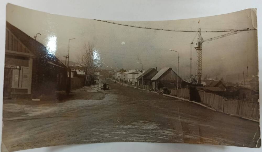 Фотография  черно-белая. Изображена улица Нагорная 1970 г. 
г. Сковородино.