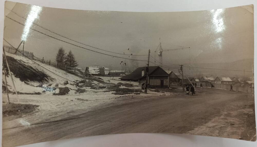 Фотография черно-белая. Изображены Перекресток улицы Нагорной и улицы Красноармейской г. Сковородино 1970 г.
