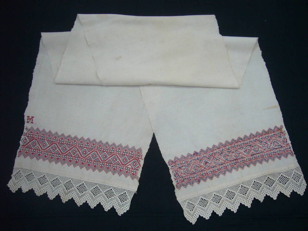 Полотенце домотканое льняное, с вышивкой