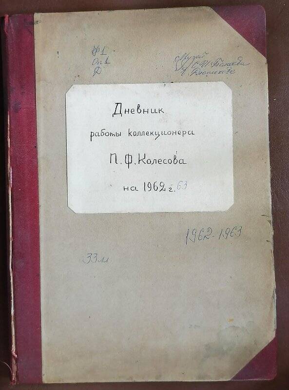 Дневник работы коллекционера П.Ф. Колесова.