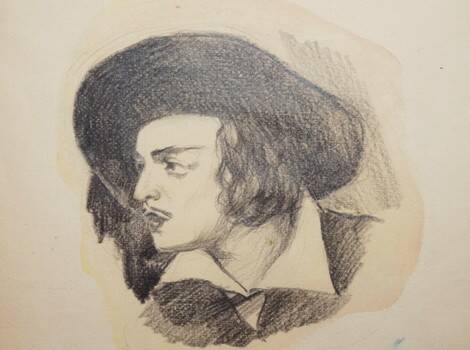 Рисунок К.Галахова с изображением  Н.Мордвинова в образе Дон Гуана