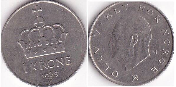 Монета номиналом 1 крона