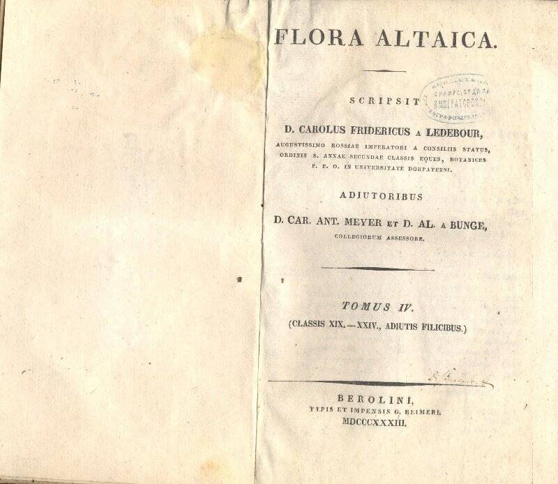 Книга. Flora Altaica. Tomus IV