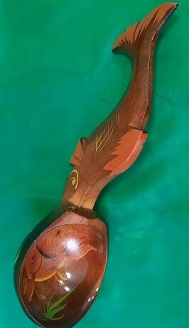Ложка деревянная декоративная «Золотая рыбка», (большая)