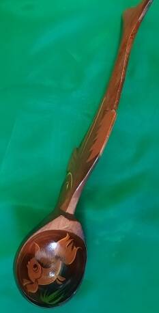 Ложка деревянная декоративная «Золотая рыбка», (средняя)
