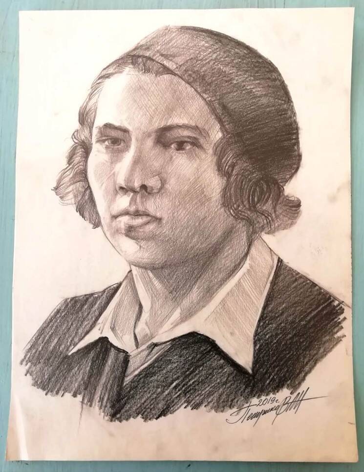 Портрет Кете Нидеркирхнер (1909-1944), курсанта немецкой группы Кушнаренковской объединённой партийной школы Коммунистического Интернационала в 1942-1