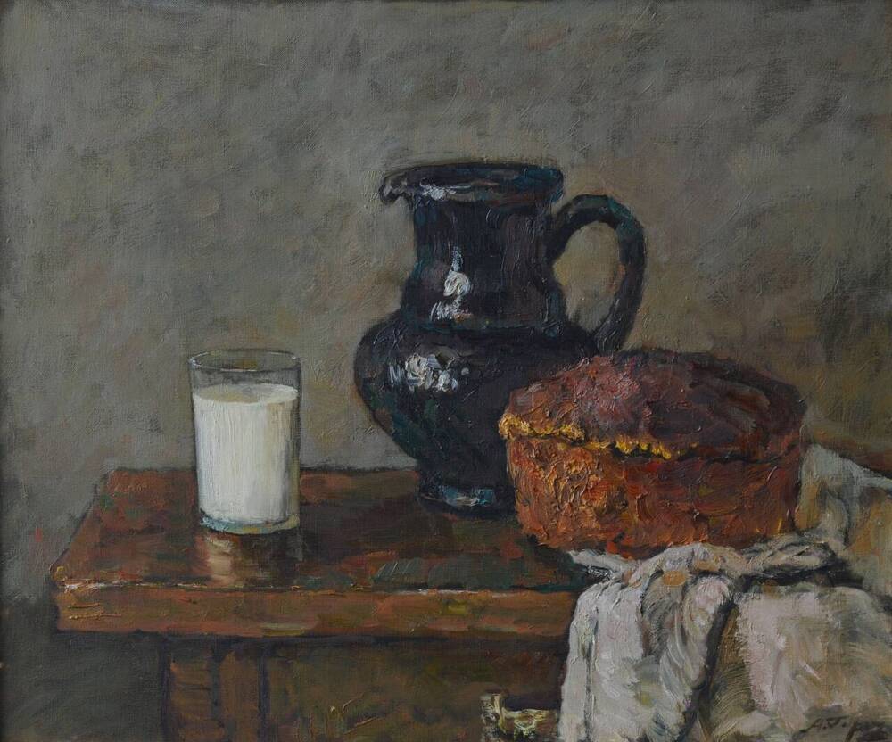 Картина  «Хлеб, кувшин и стакан молока» Гарин А.А.