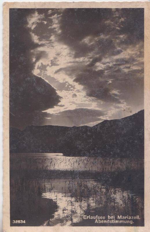 Фотооткрытка. Озеро вечером, немецкий отель, 1942 г.