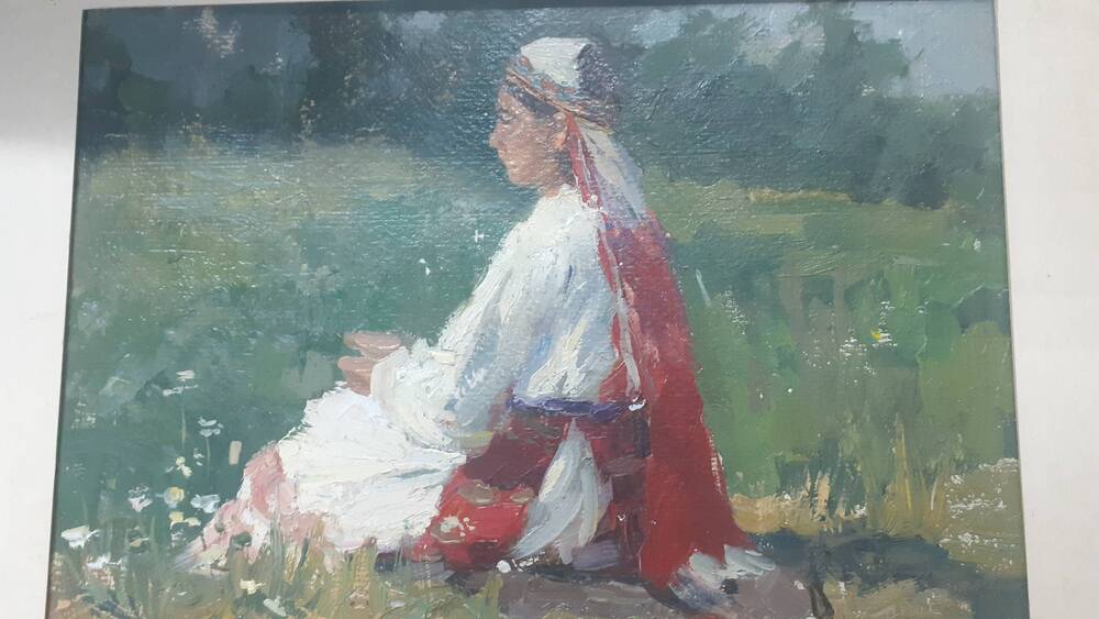 Картина  неизвестного художника «Девушка на лугу»