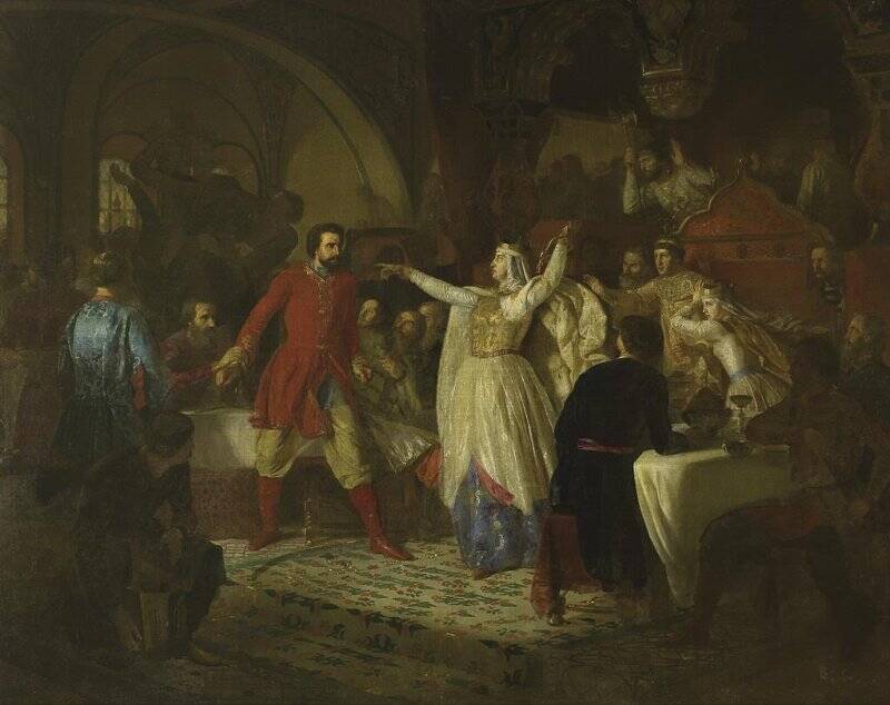 Великая княгиня Софья Витовтовна на свадьбе Великого князя Василия Тёмного в 1433 году вырывает пояс у князя Василия Косого.