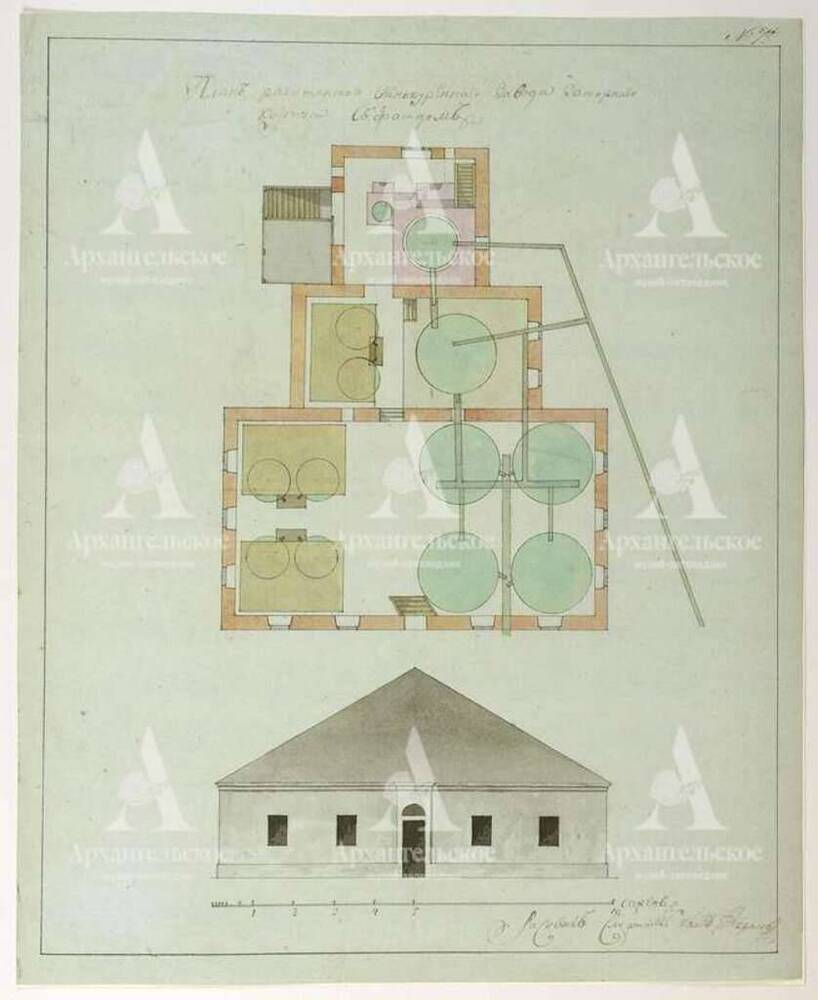 План Ракитянского винокуренного завода, заторного корпуса с фасадом