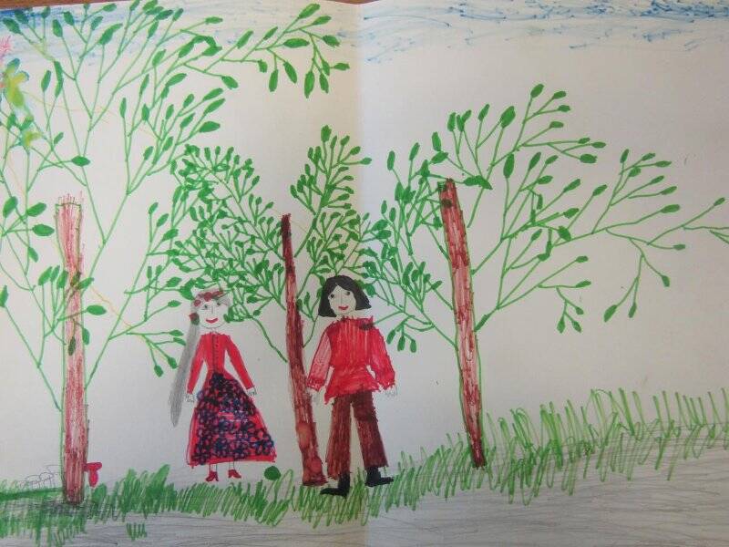 «Двое в лесу». Детский рисунок