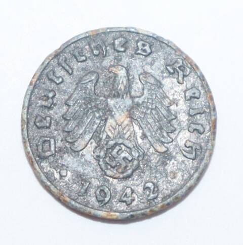 Монета достоинством 1 рейхспфенниг.