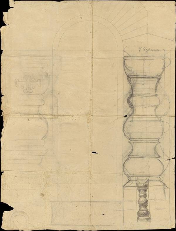 Эскиз. Дверь с полукруглым верхом и колонны