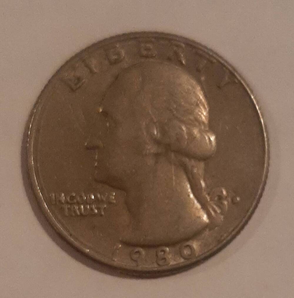 Монета номиналом 25 центов, США,1980 г.