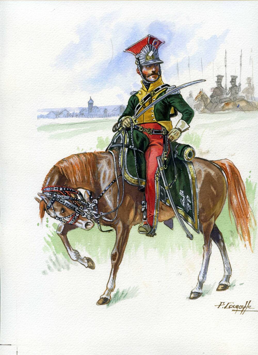 Графическая работа. Офицер уланского полка польской гвардейской кавалерии французской армии