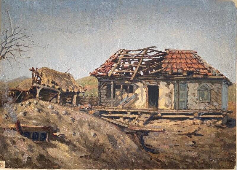 Селение Хазнидон, дом колхозника Боллоева, разрушенный немецкими оккупантами