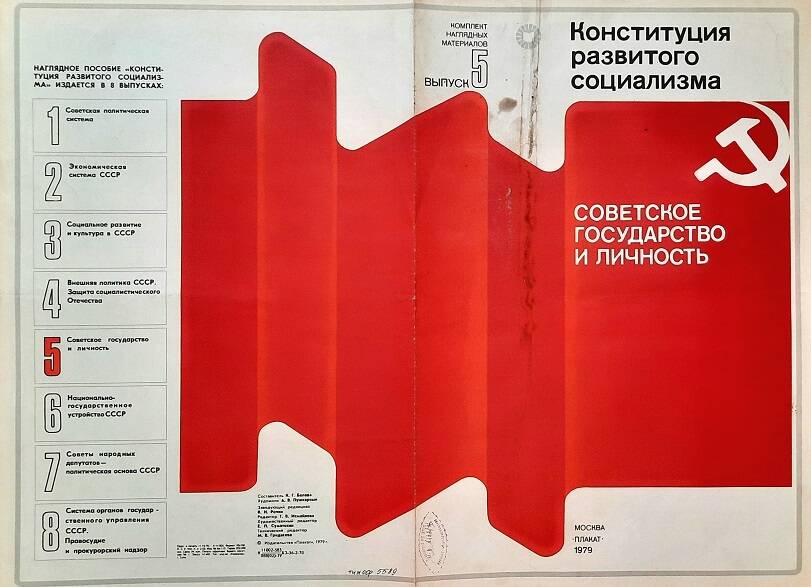 Плакат № 5 Конституция развитого социализма «Советское государство и личность»