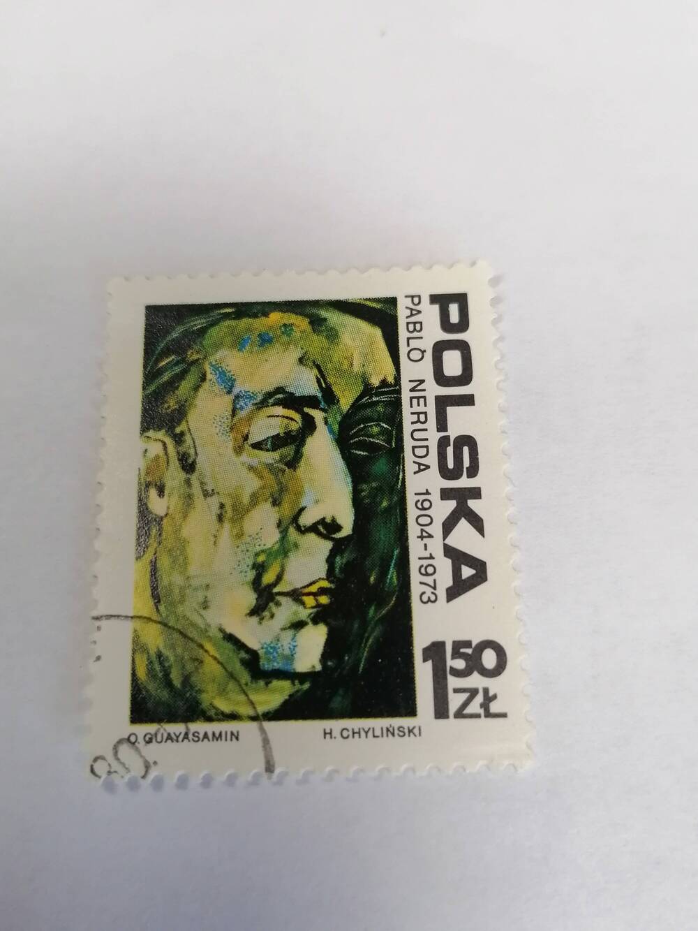 Марка почтовая гашеная, Polska,Польша,1974г,Pablo Neruda 1904-1973
