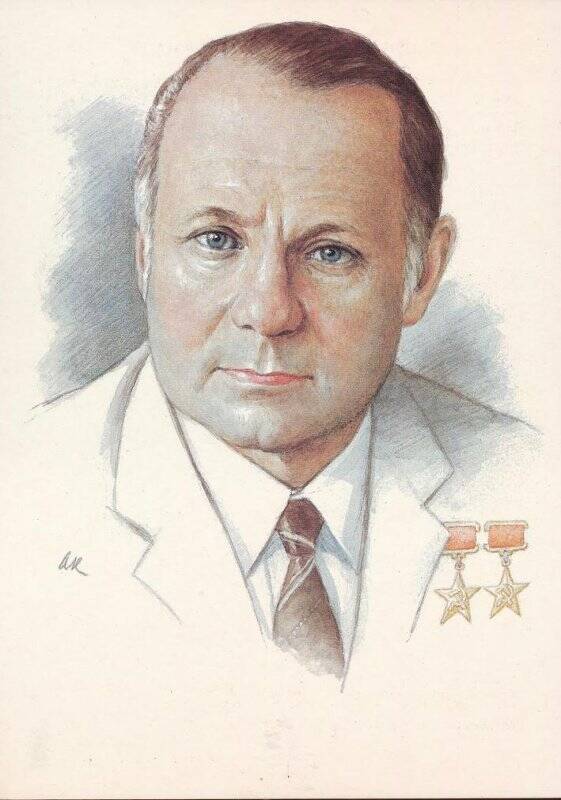 Открытка почтовая. Г.В. Новожилов (1925-2019). Из набора открыток почтовых в суперобложке «Творцы отечественной авиации».