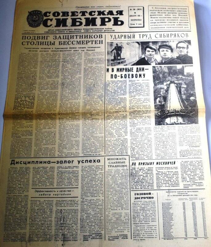 Газета. Советская Сибирь 6 декабря 1981 года, № 280 (18634)