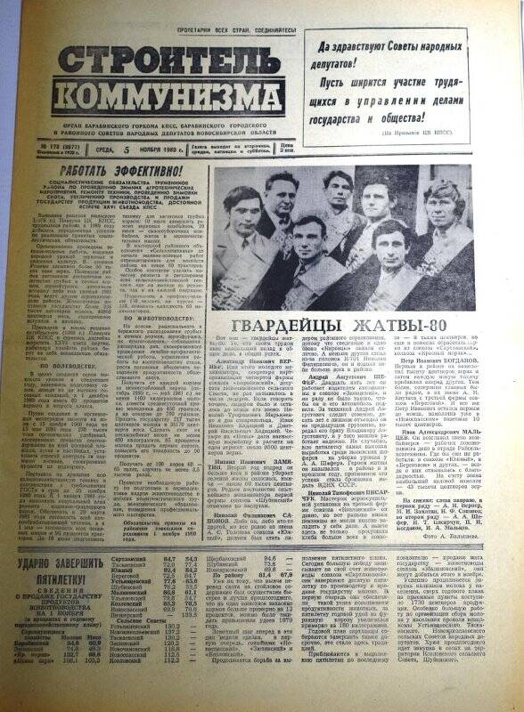 Газета Строитель коммунизма, 5 ноября 1980 год, № 178 (8677).