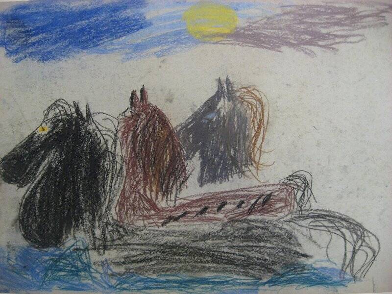 Кони. Детский рисунок
