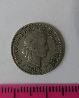 Монета 5 сантимов Швейцария 1898 г.
