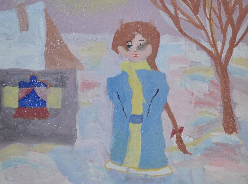 Детский рисунок. Снегурочка.