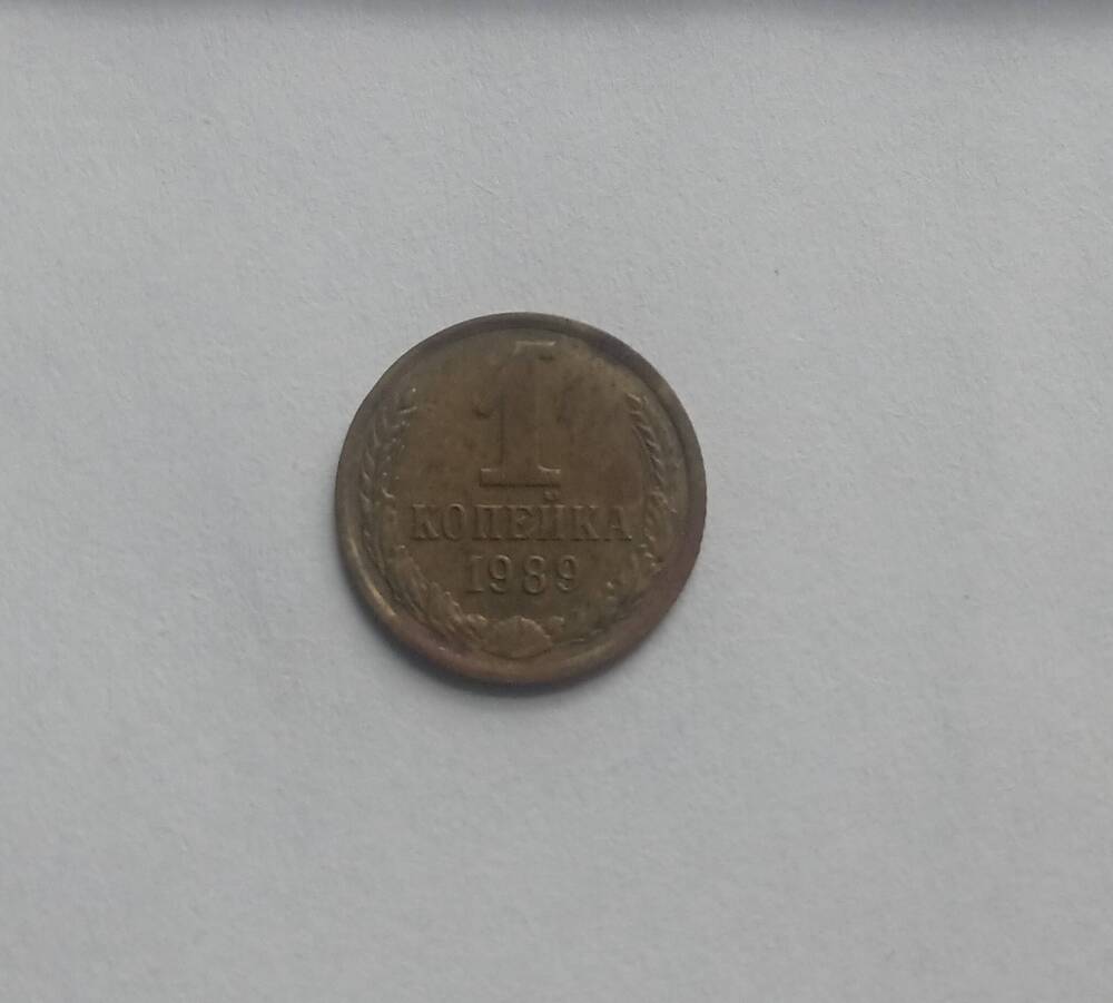 Монета 1 копейка 1989 год.