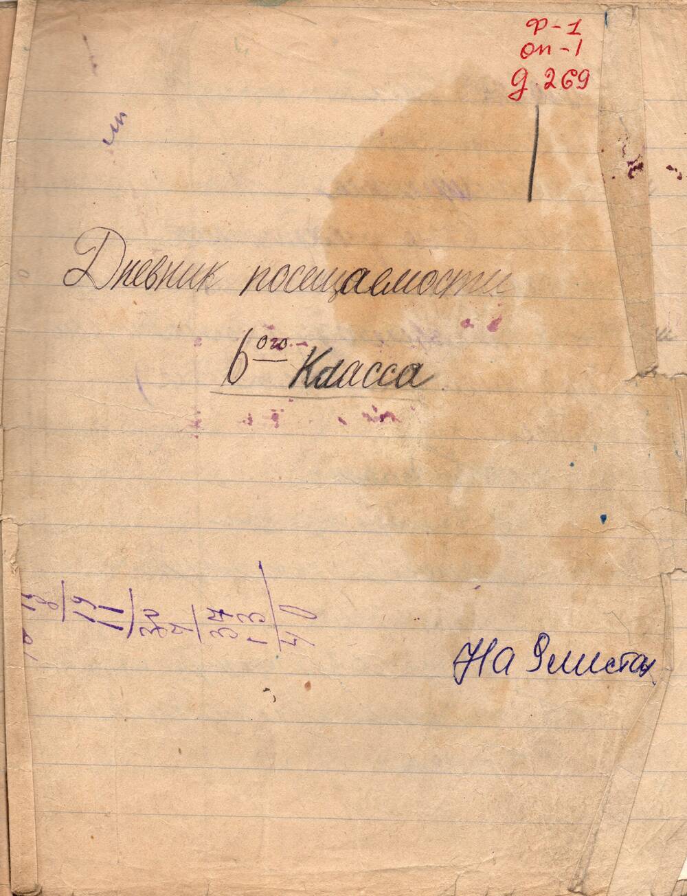 Дневник посещаемости 6 класса Яренской семилетней школы, 1920 – е гг.