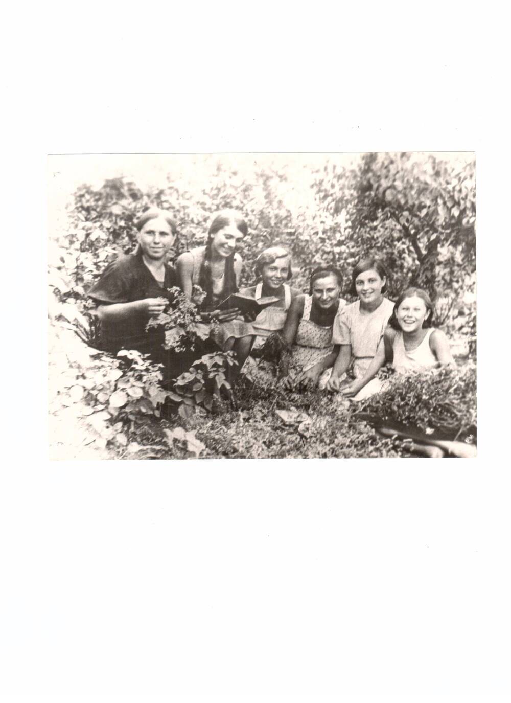 Фотография групповая, репортажная. Группа комсомольской ячейки. Лето 1940 г. Среди них Сидельникова М