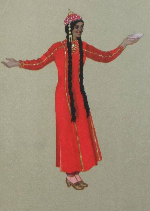 Открытка цветная художественная Туркменский  народный танец «Пиала». Из набора открыток «Танцы народов СССР».