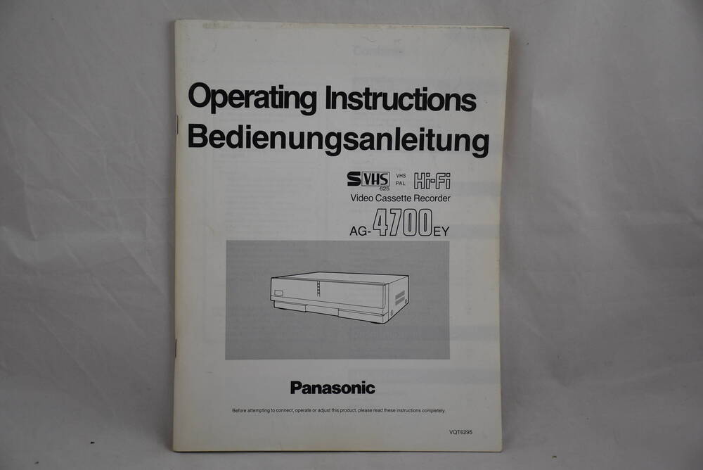 Operating Instructions Bedienungsanleitung - Video Cassette Recorder AG-4700ЕY,  Panasonic