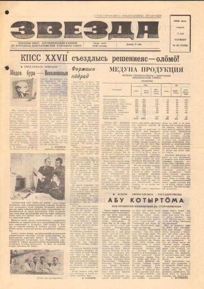 Газета Звезда № 40 1986 год