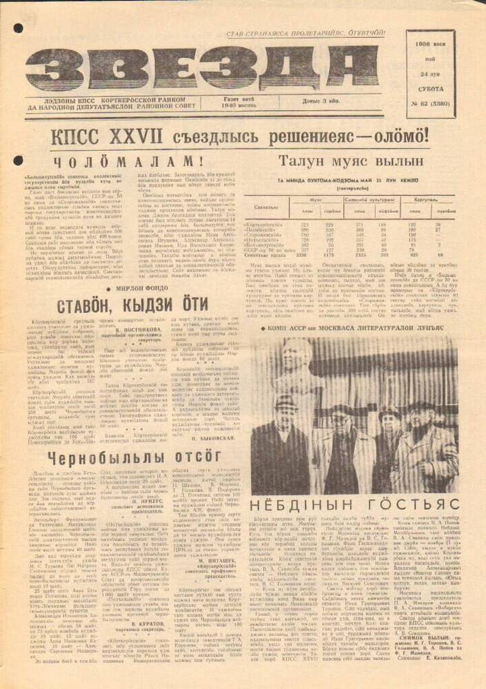 Газета Звезда № 62 1986 год
