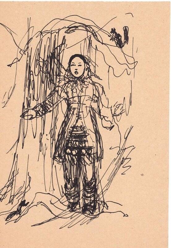 Набросок. Джагда. Иллюстрация к книге В. Я. Шишкова «Угрюм-река»