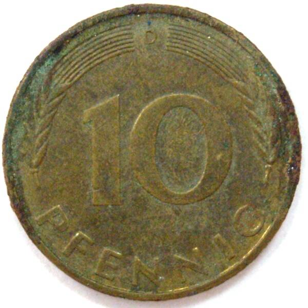 монета  10 пфеннигов