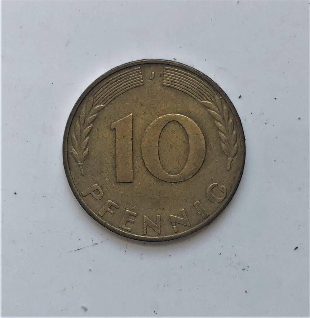 Монета Германия 10 пфеннигов (pfennig).